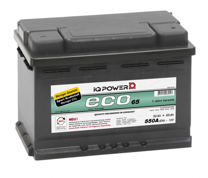 IQ Power Batterie ECO 65 Ah Ford Focus CMAX 1.6 TDCi