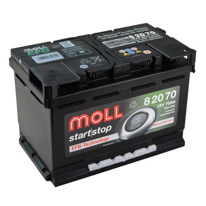 Moll Start Stop EFB Autobatterie 70Ah Volkswagen Golf 7 1,6 TDI BlueMotion, 4Motion Start/Stop